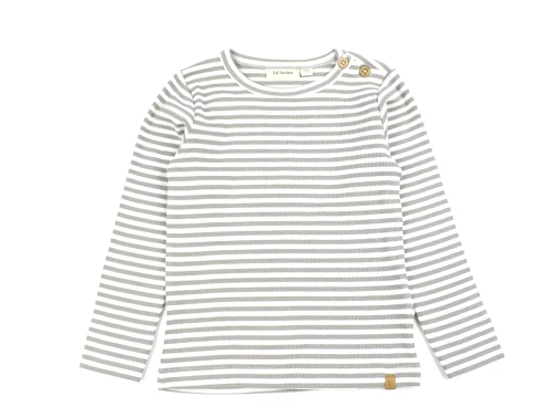Langærmet top fra Lil\' Atelier i limestone med striber og knapper